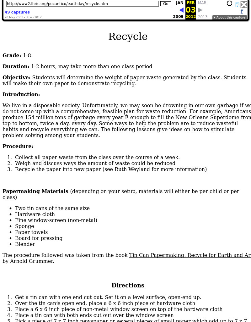 Recycle Lesson Plan