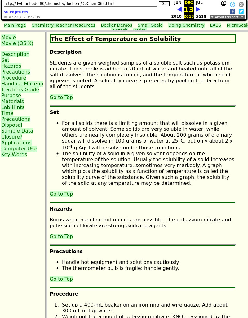 Effect of Temperature on Solubility Lesson Plan