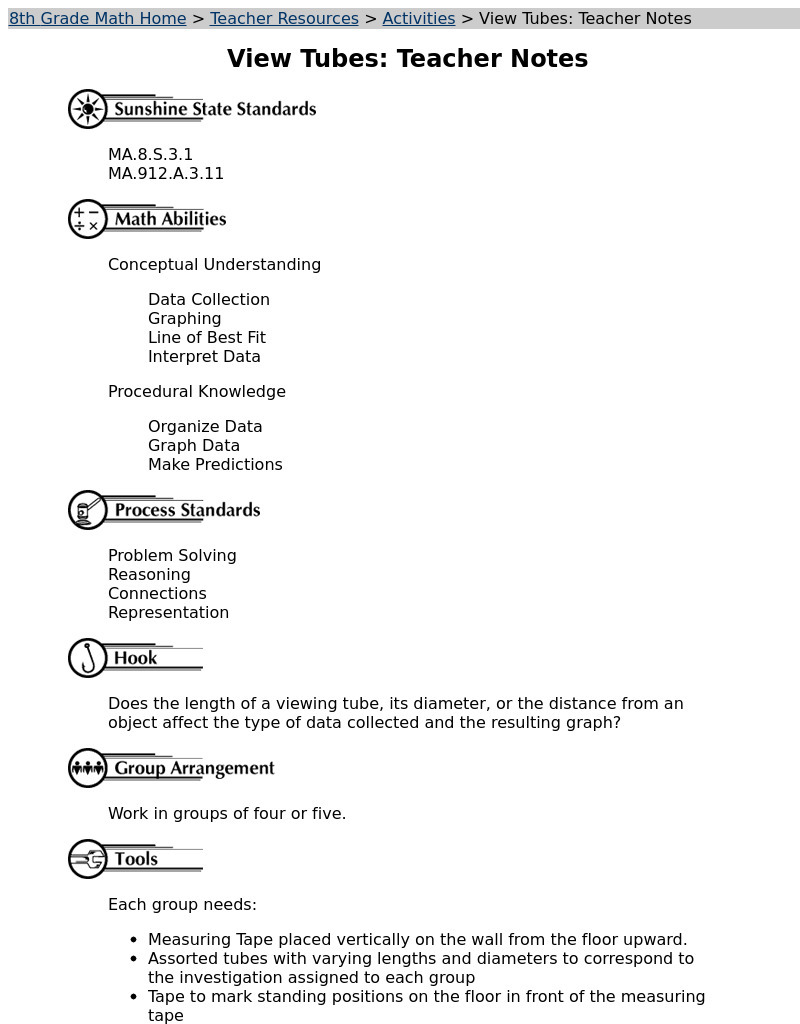 View Tubes Lesson Plan