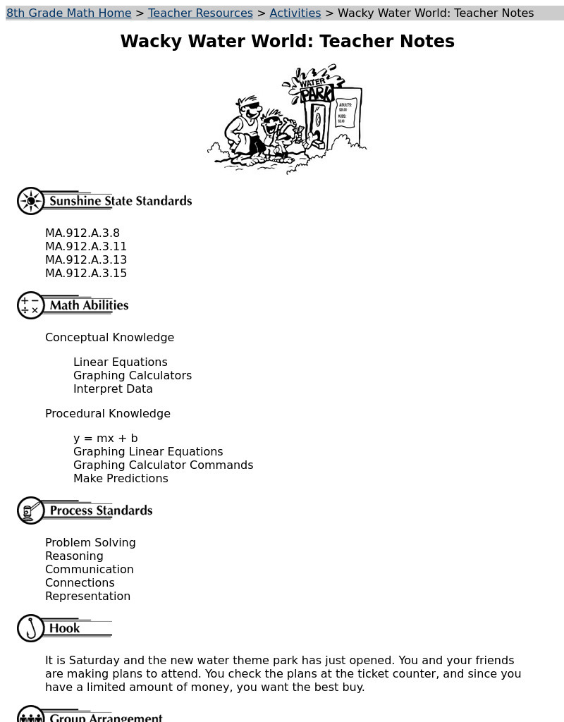 Wacky Water World Lesson Plan
