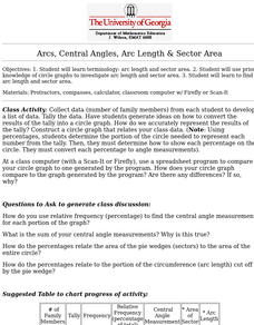 Arcs, Central Angles, Arc Length & Sector Area Lesson Plan