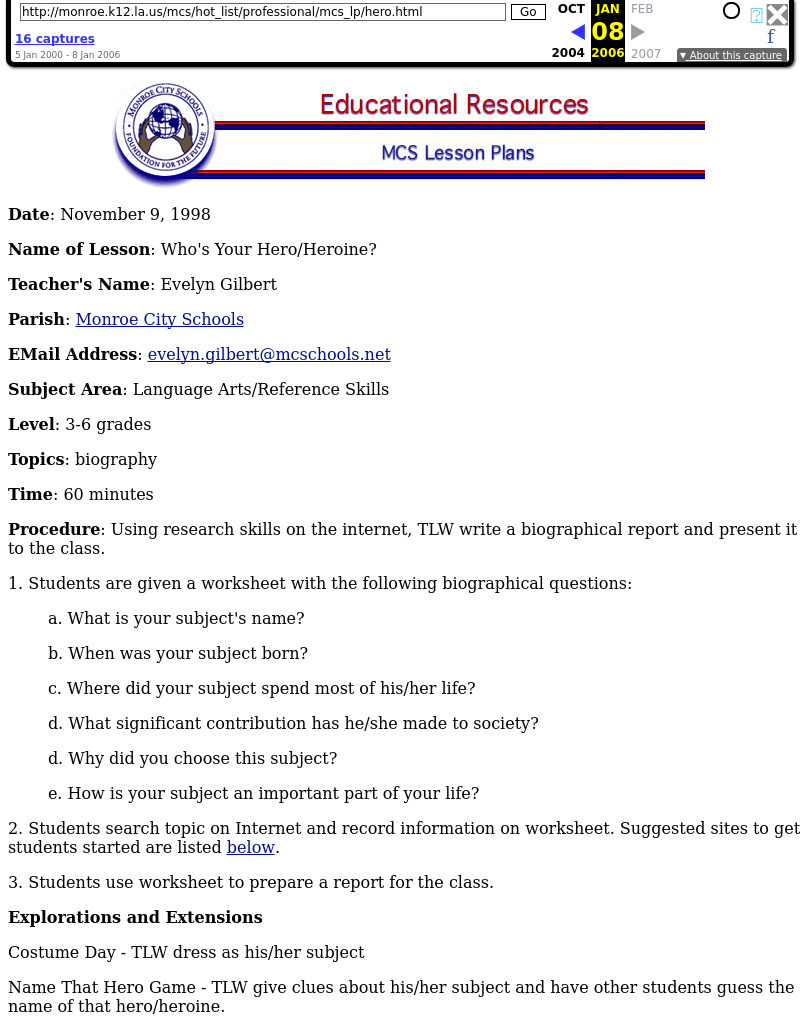 Who's Your Hero/Heroine? Lesson Plan