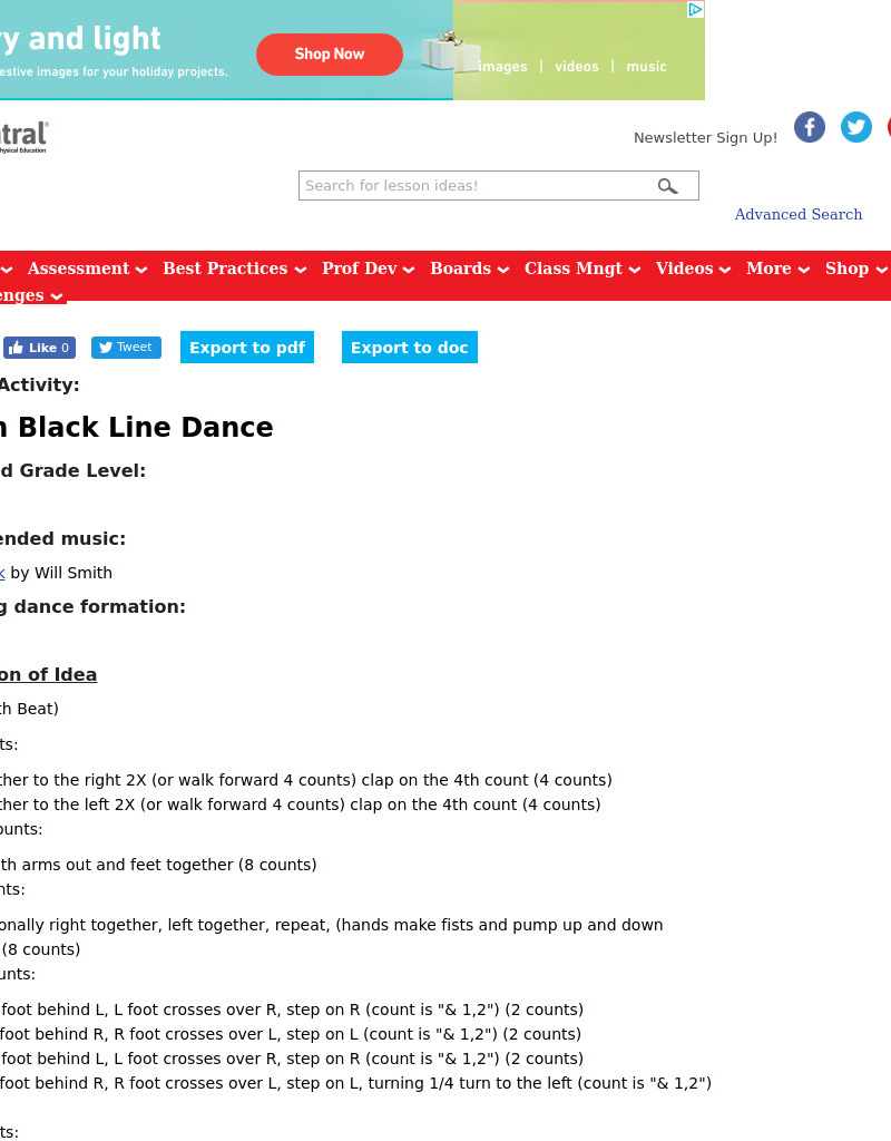 Men in Black Line Dance Lesson Plan