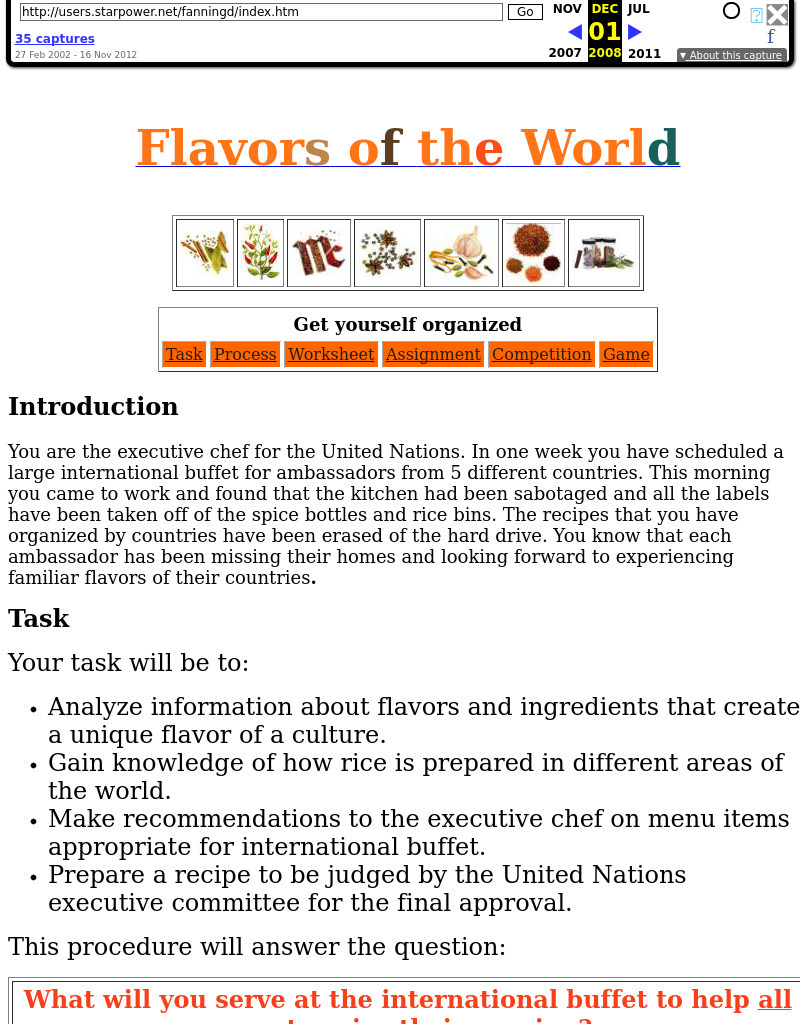 Flavors Of The World Lesson Plan