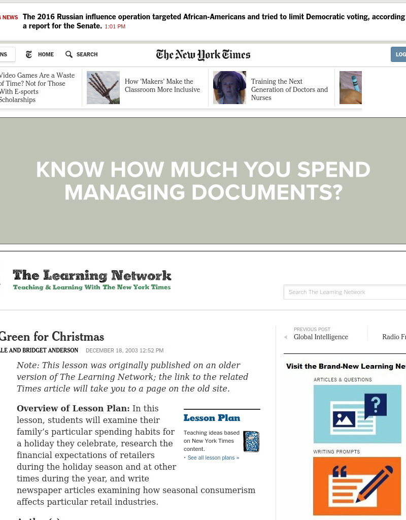 Getting Green for Christmas Lesson Plan