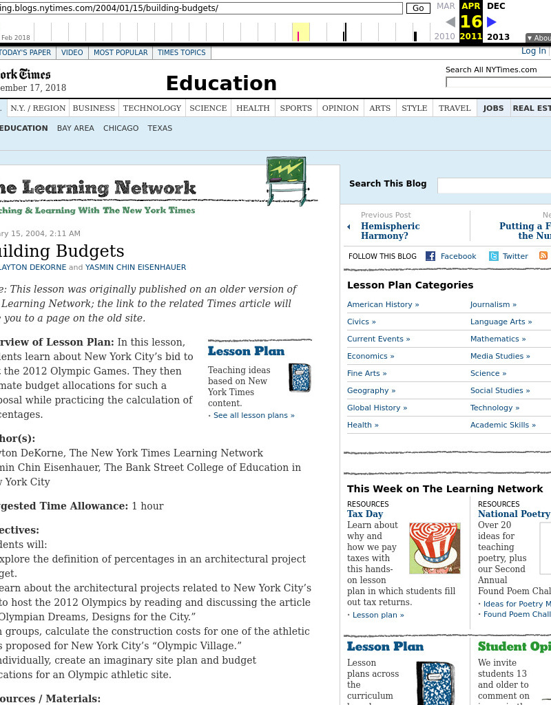 Building Budgets Lesson Plan