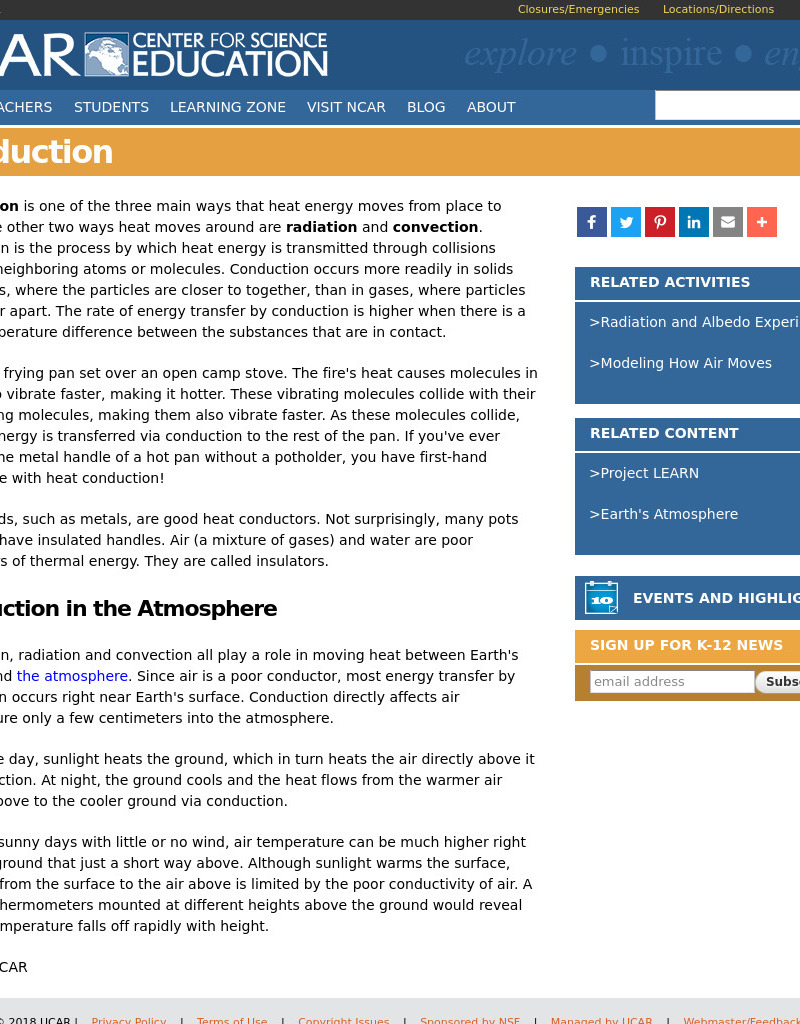 Atmospheric Processes - Conduction Lesson Plan