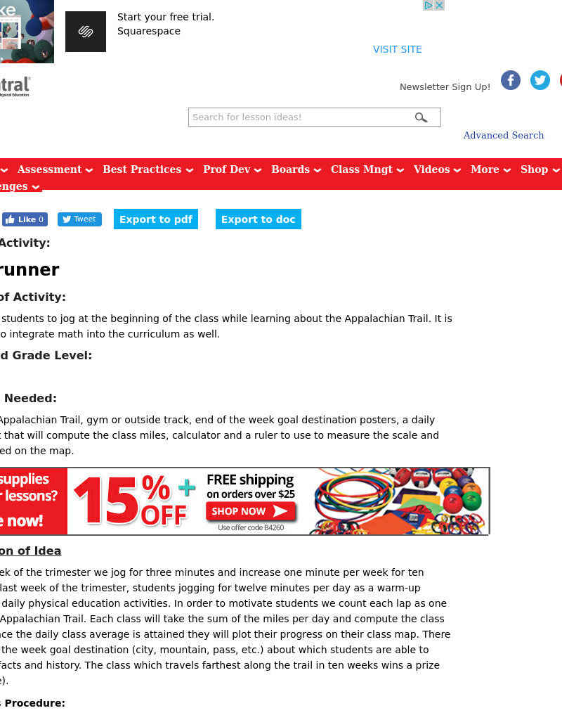 Ridgerunner Lesson Plan