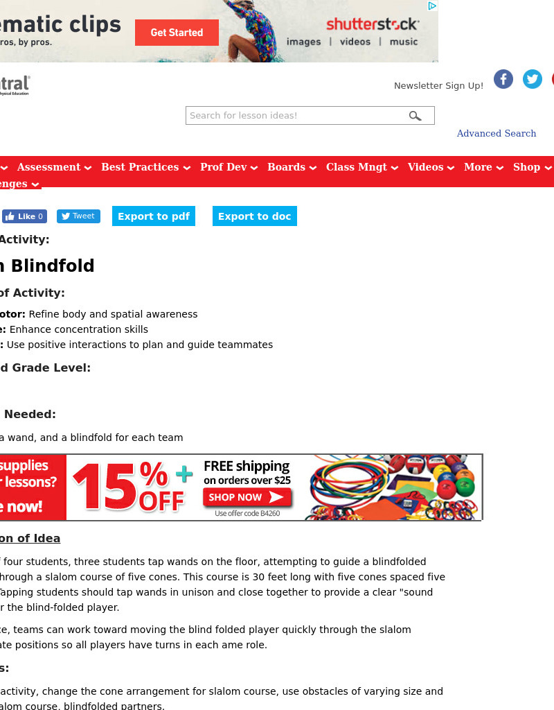 Slalom Blindfold Lesson Plan