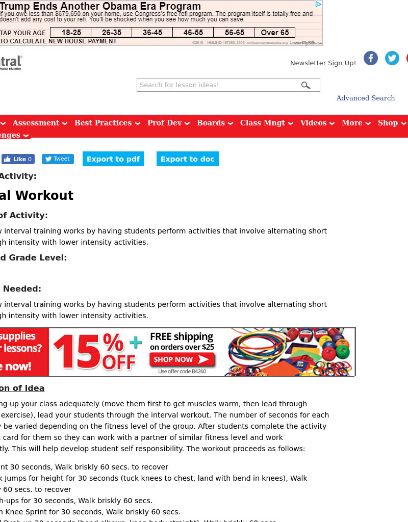 Interval Workout Lesson Plan