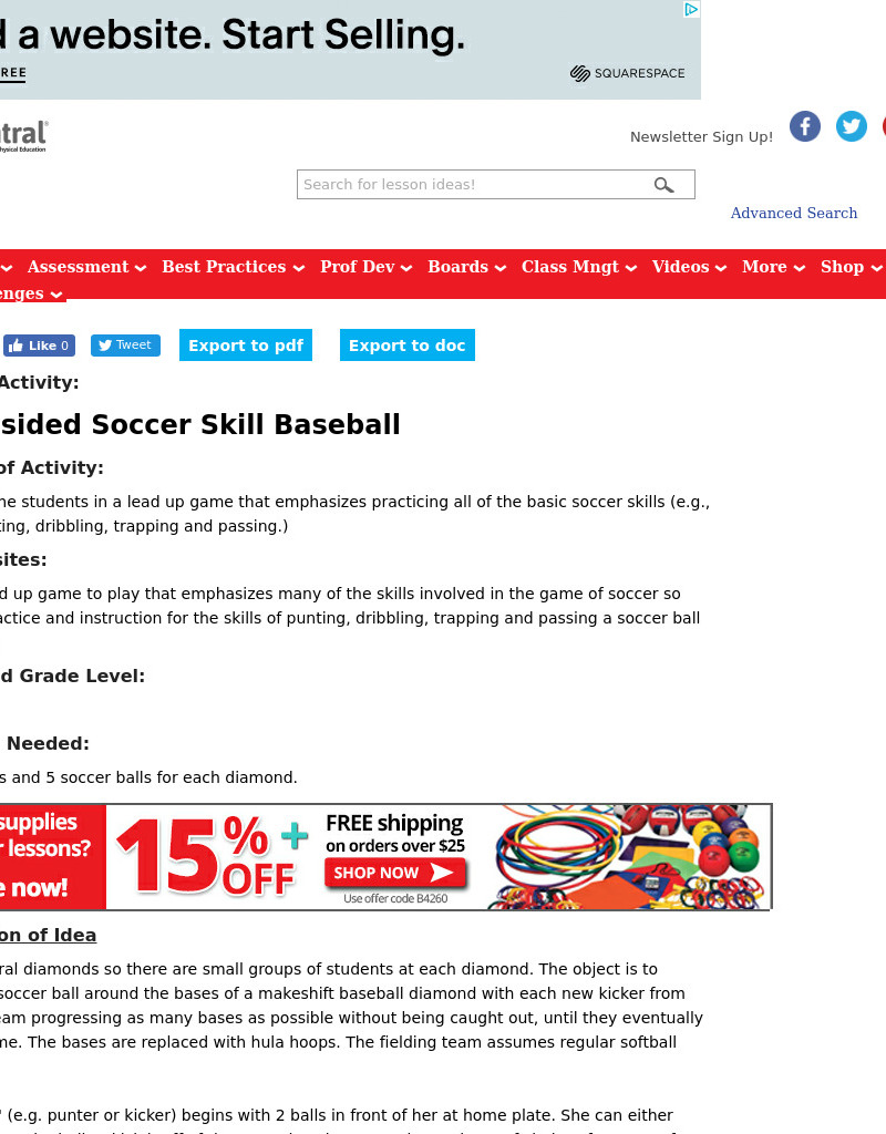 Small-sided Soccer Skill Baseball Lesson Plan