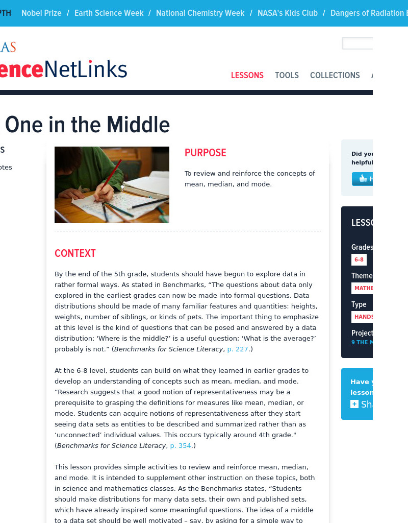 The One in the Middle Lesson Plan