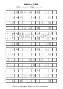 Adding by 1 Digit Worksheet