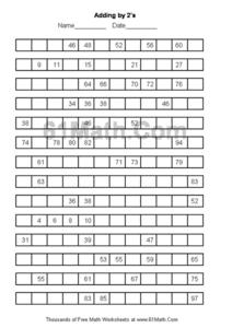 Adding by 2's Worksheet