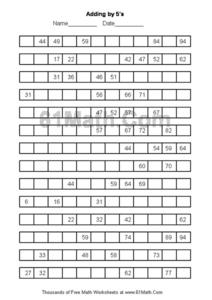 Adding by 5's Worksheet