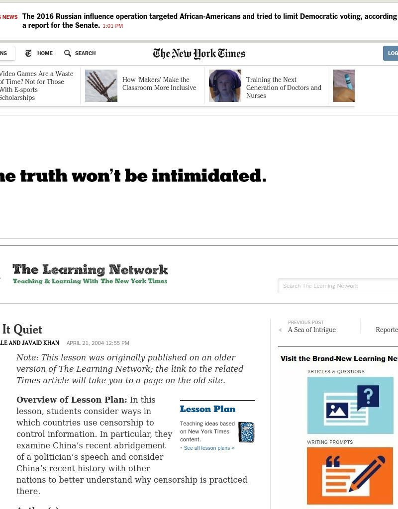 Keeping It Quiet Lesson Plan