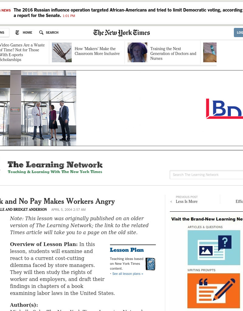 All Work and No Pay Makes Workers Angry Lesson Plan