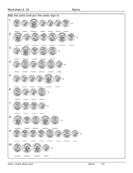 Adding Coins Worksheet