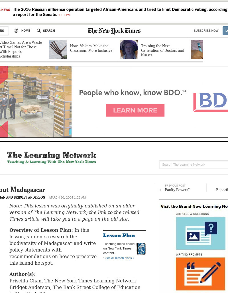 Mad About Madagascar Lesson Plan