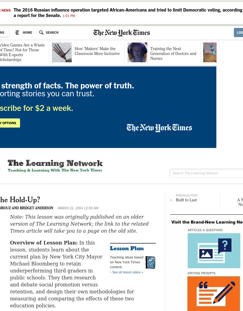 What's the Hold-Up? Lesson Plan