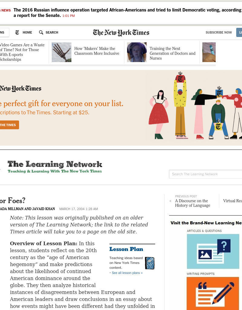 Friends or Foes? Lesson Plan