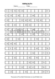 Adding by 5's Worksheet