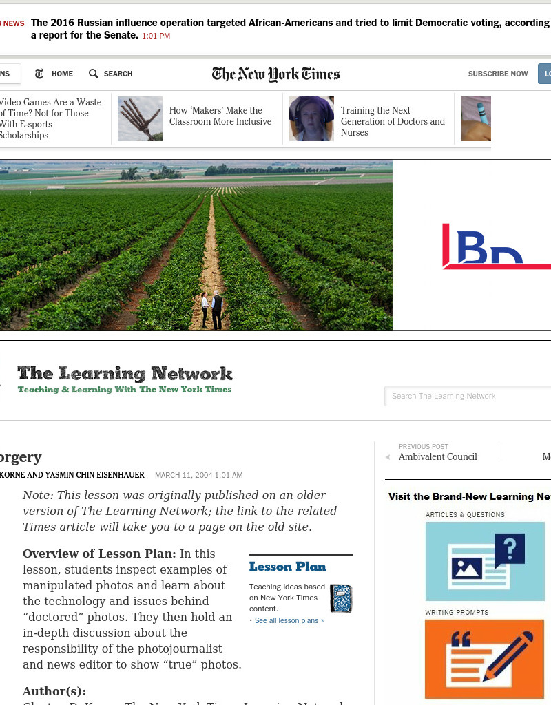 Photo Forgery Lesson Plan