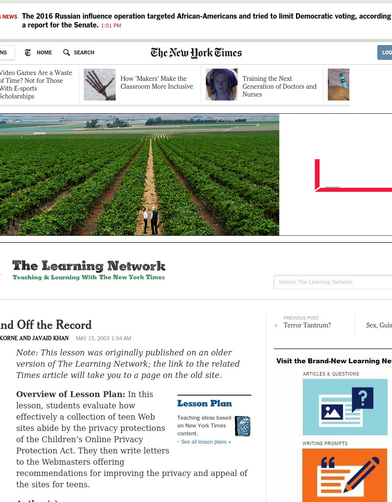 Online and Off the Record Lesson Plan