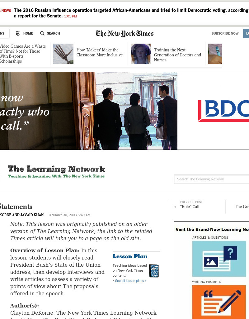 Stately Statements Lesson Plan