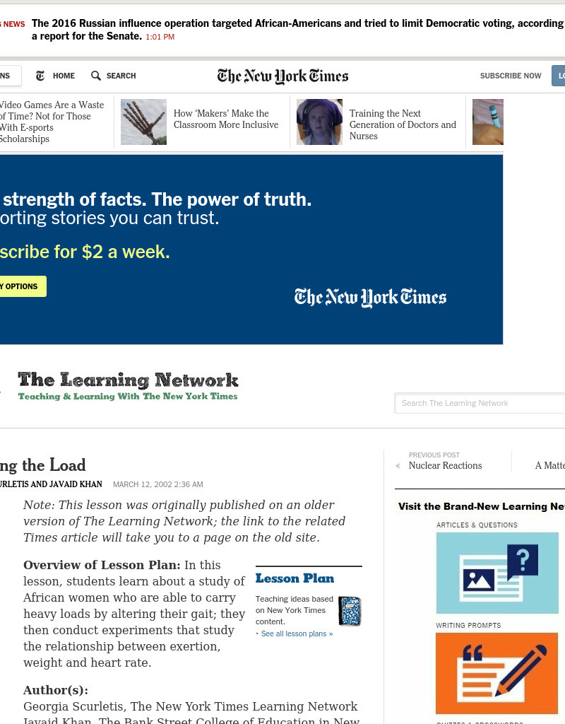 Lightening the Load Lesson Plan