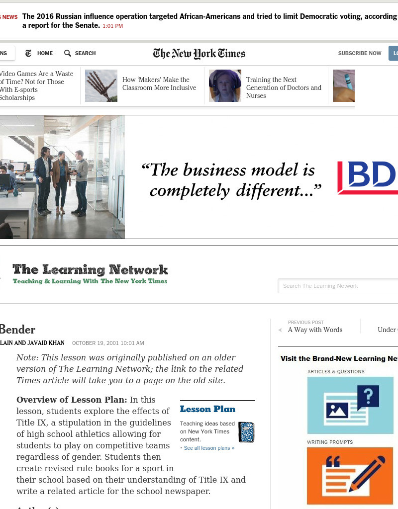 Gender Bender Lesson Plan