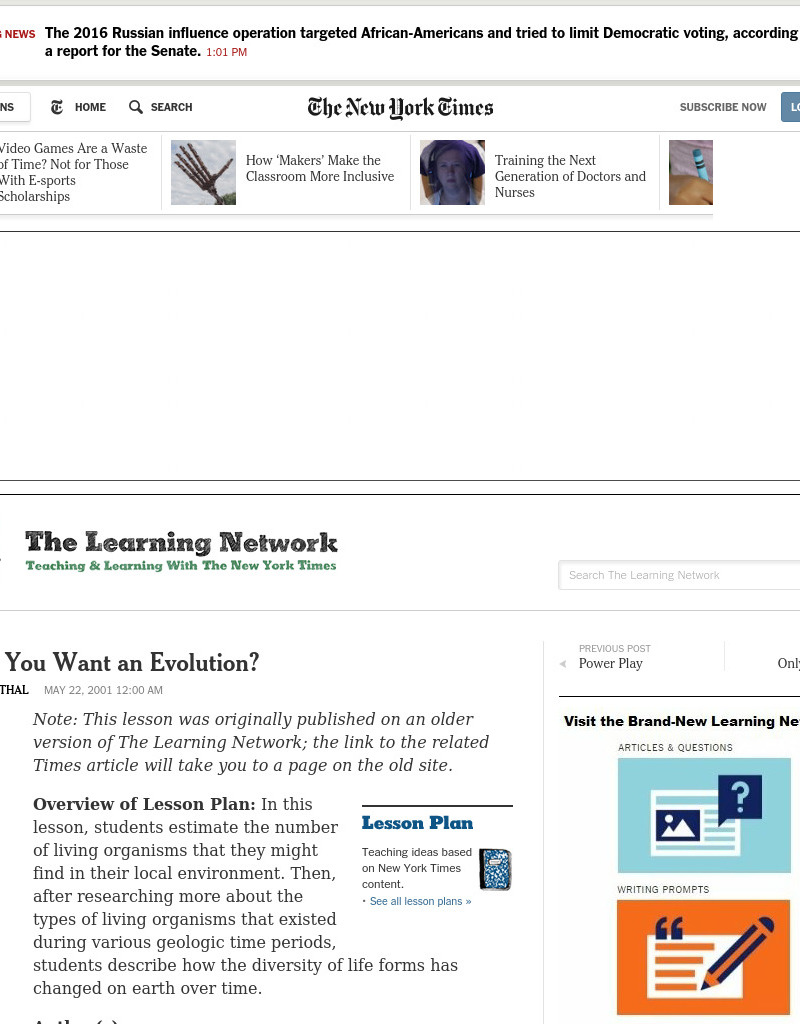 You Say You Want an Evolution? Lesson Plan