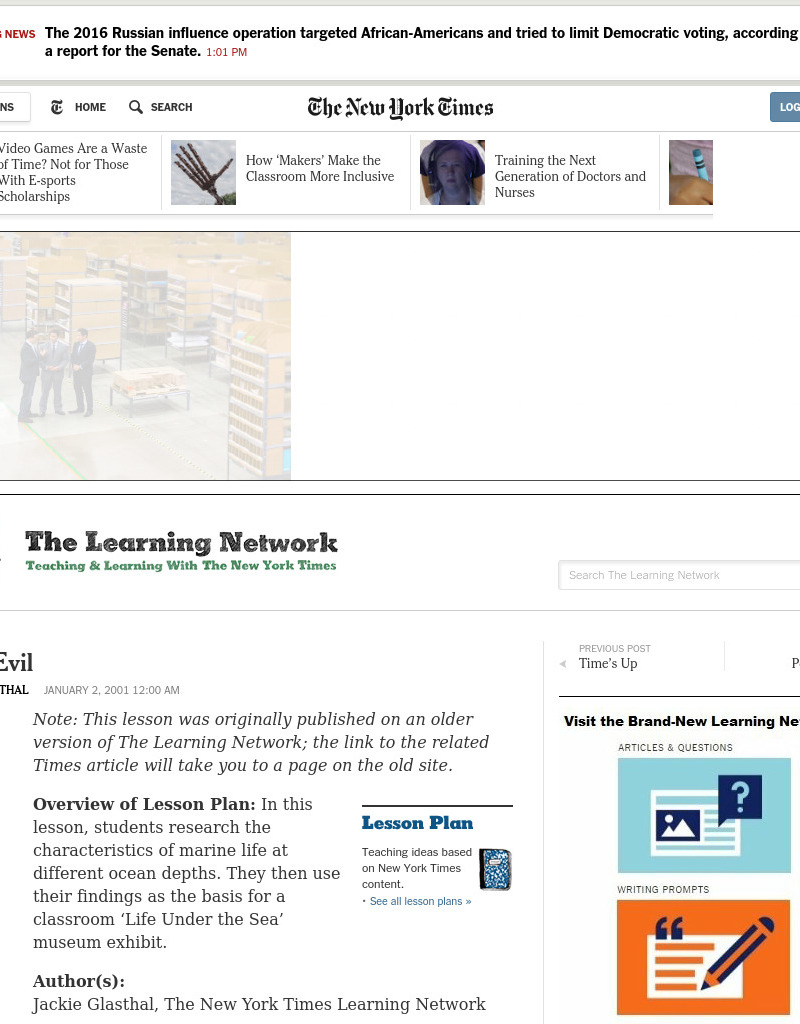 Sea No Evil Lesson Plan