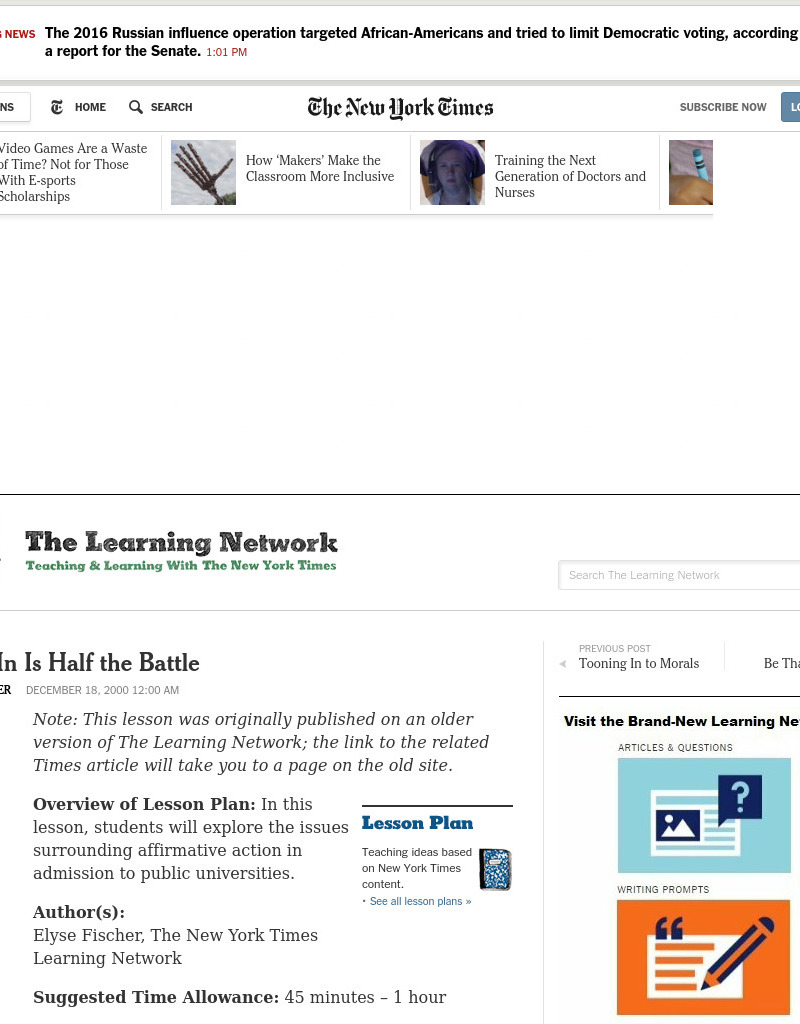 Getting In Is Half the Battle Lesson Plan