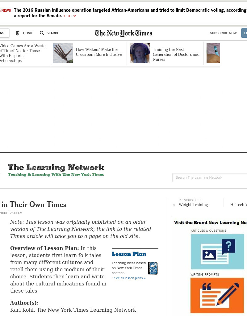 Legends in Their Own Times Lesson Plan