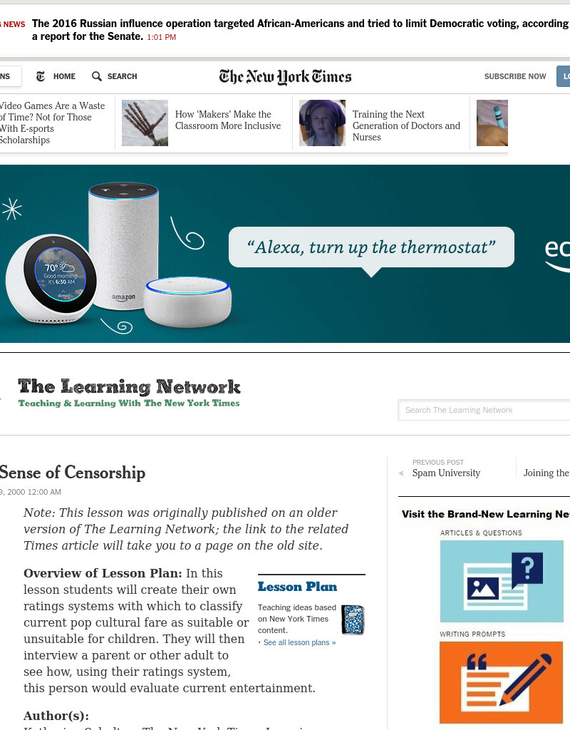 Making Sense of Censorship Lesson Plan