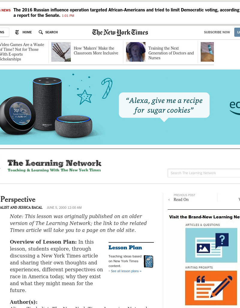 Gaining Perspective Lesson Plan