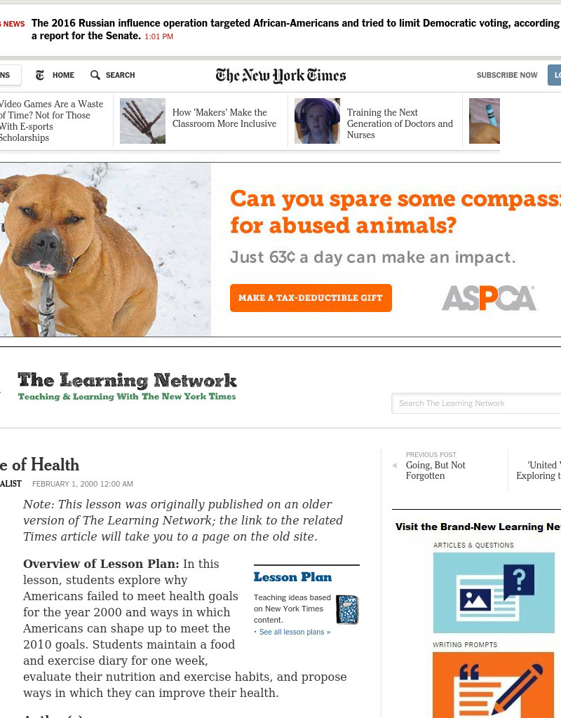 A Picture of Health Lesson Plan