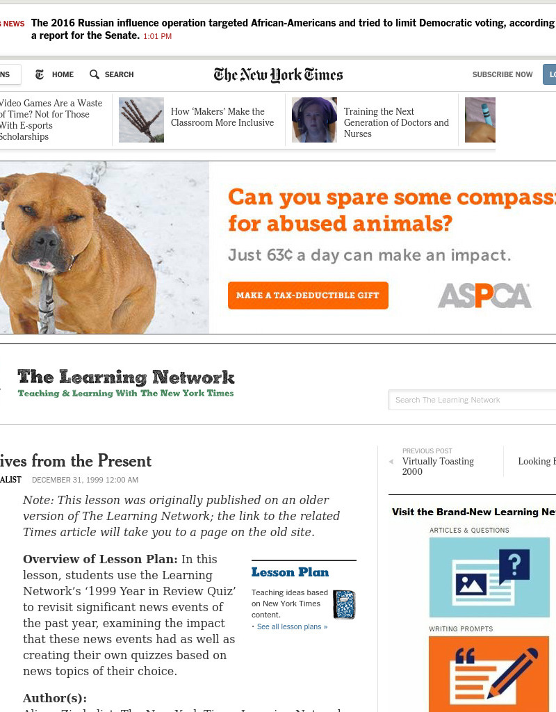 Perspectives from the Present Lesson Plan