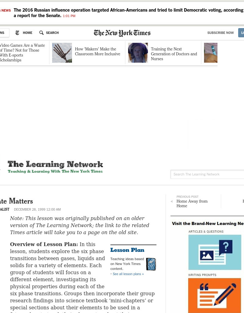 Inter-State Matters Lesson Plan