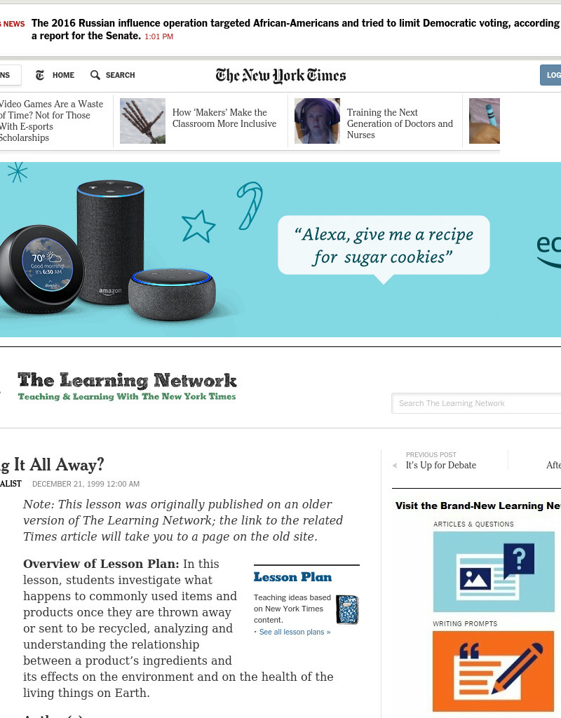 Throwing It All Away? Lesson Plan