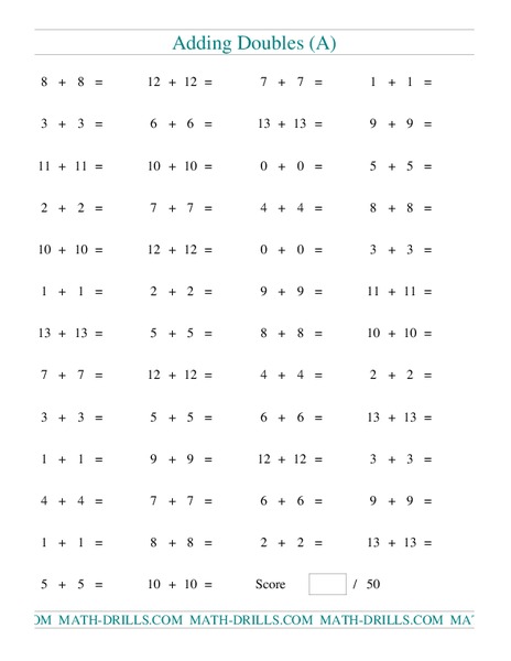 Adding Doubles (A) Lesson Plan