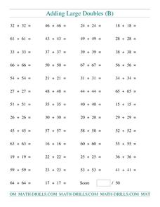 Adding Doubles (B) Lesson Plan