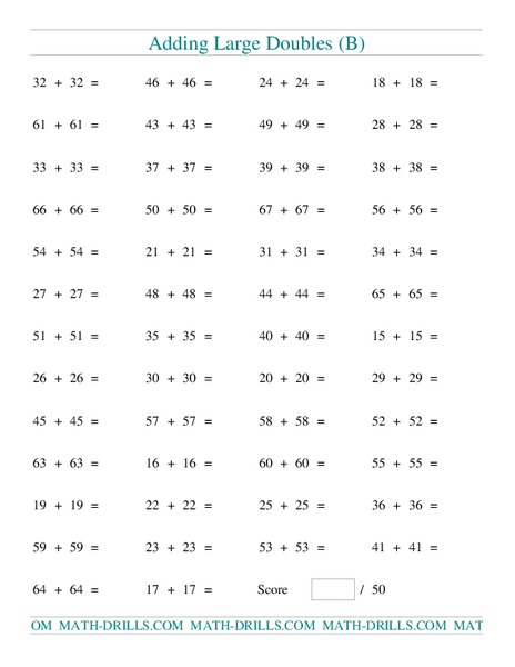 Adding Doubles (B) Lesson Plan