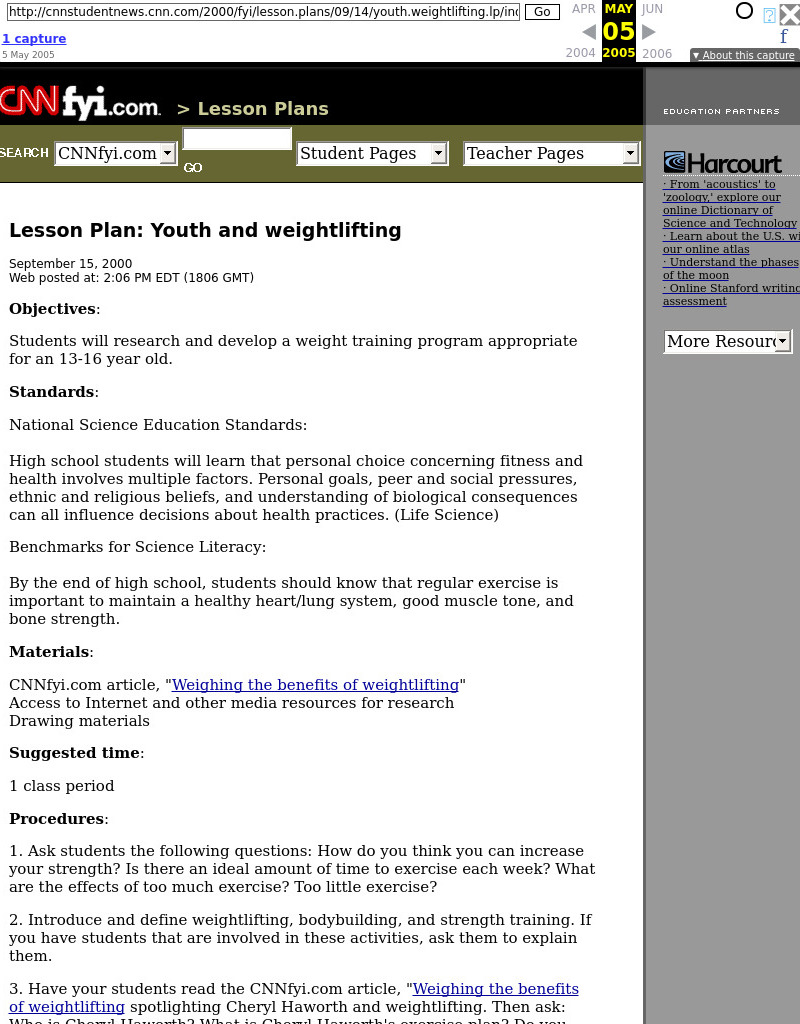 Youth and weightlifting Lesson Plan