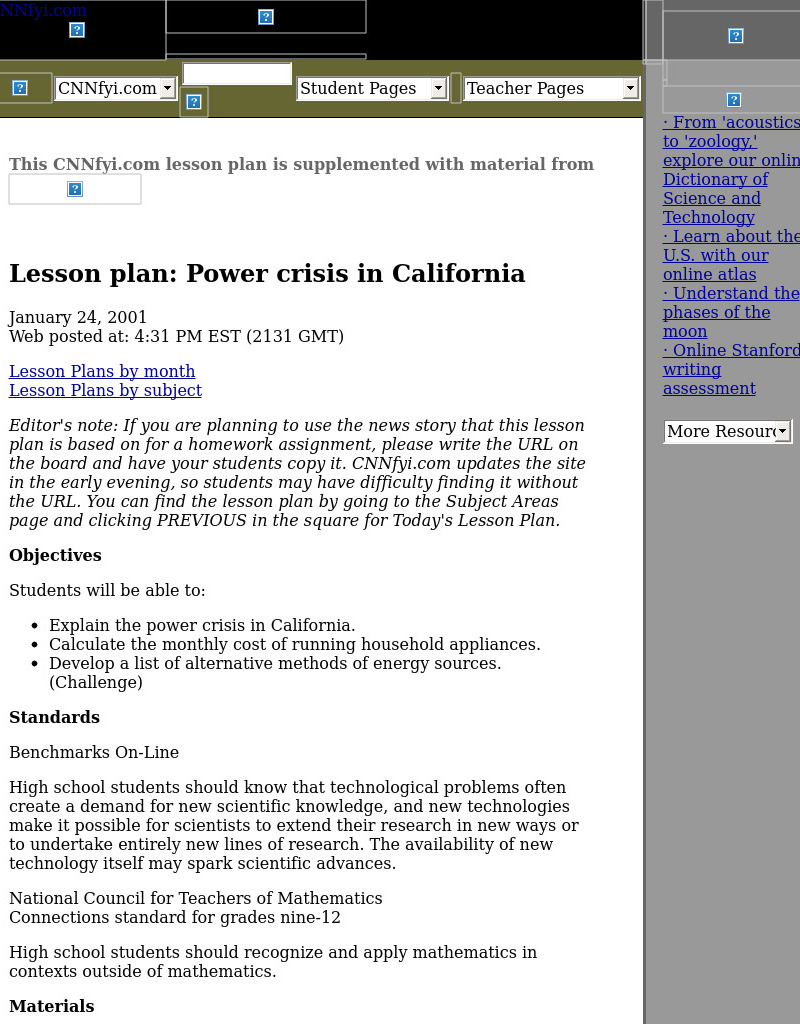 Power Crisis in California Lesson Plan