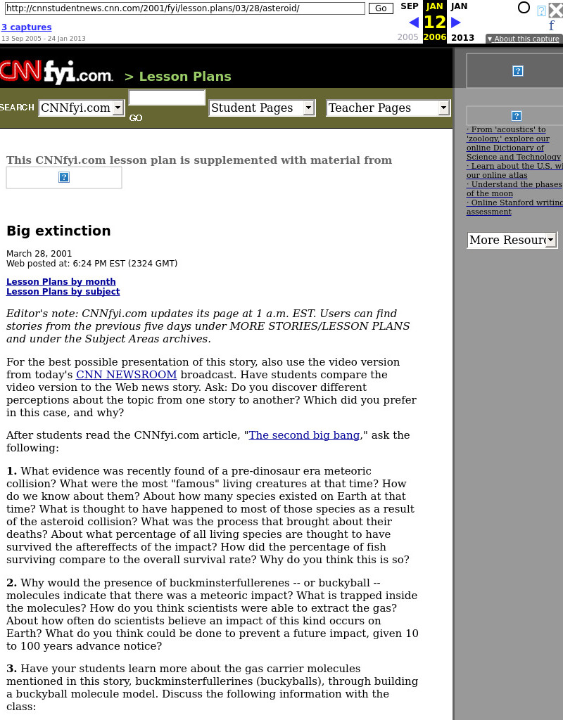 Big Extinction Lesson Plan