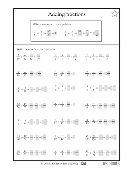 Adding Fractions Worksheet