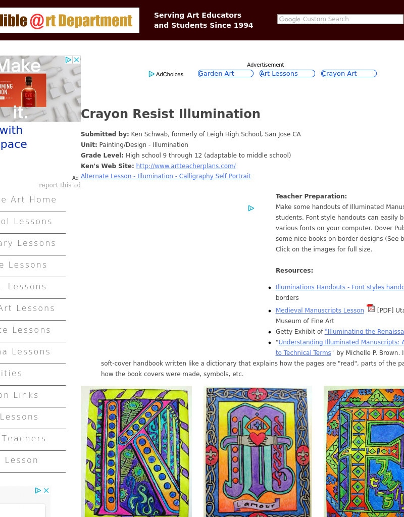 Illumination - Crayon Resist Lesson Plan