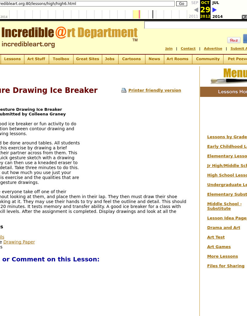 Gesture Drawings Lesson Plan